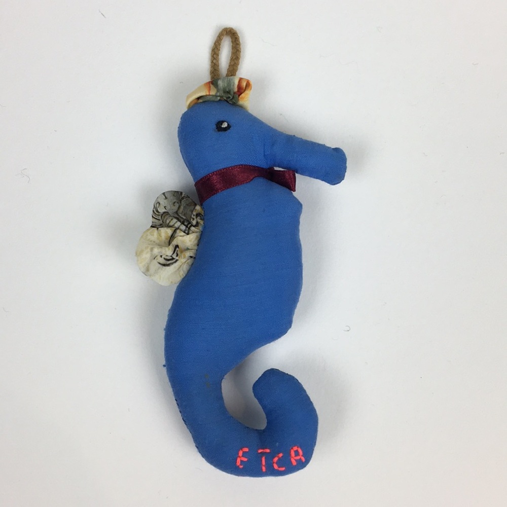 One handmade seahorse keychain ornament